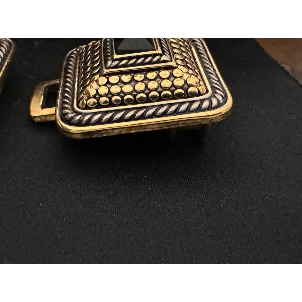 Vintage Paquette Mixed Metal‎ 2 Piece Interlocking Belt Buckle Rhinestone